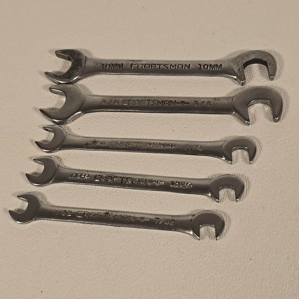 Set Of 5 Vintage Craftsman Open End Offset Midget Ignition Angle Wrench V Series